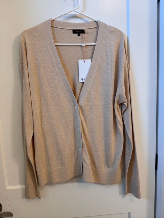 Quince Sweaters - Quince Women's Neutral Cream Button Front V-Neck Cardigan